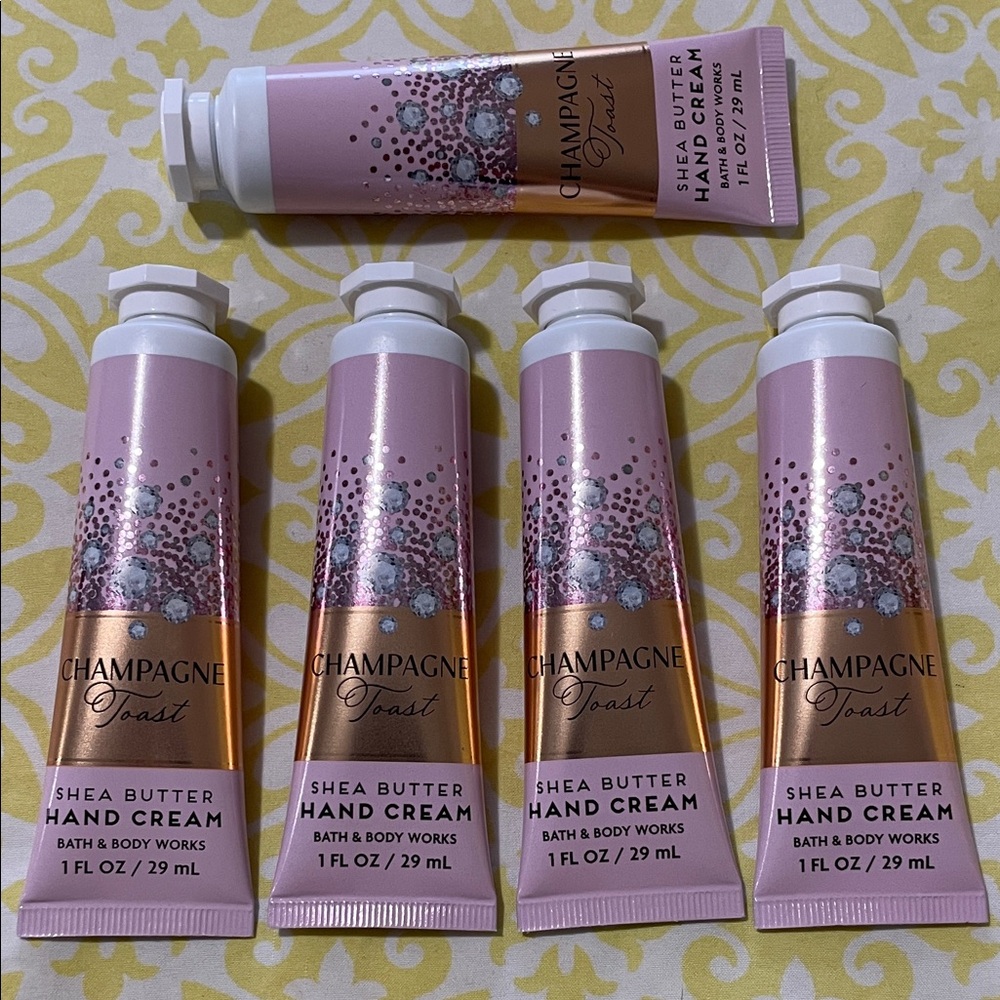 Bath & Body Works Champagne Toast Hand Cream /Lotion Set of 5 1 oz tubes
